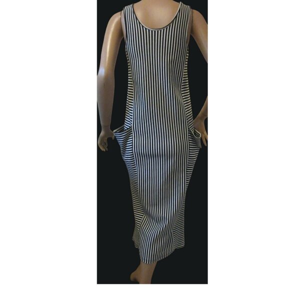 Femme Fatale Black & White Maxi Dress Made in Italy Women's Small - Picture 2 of 3